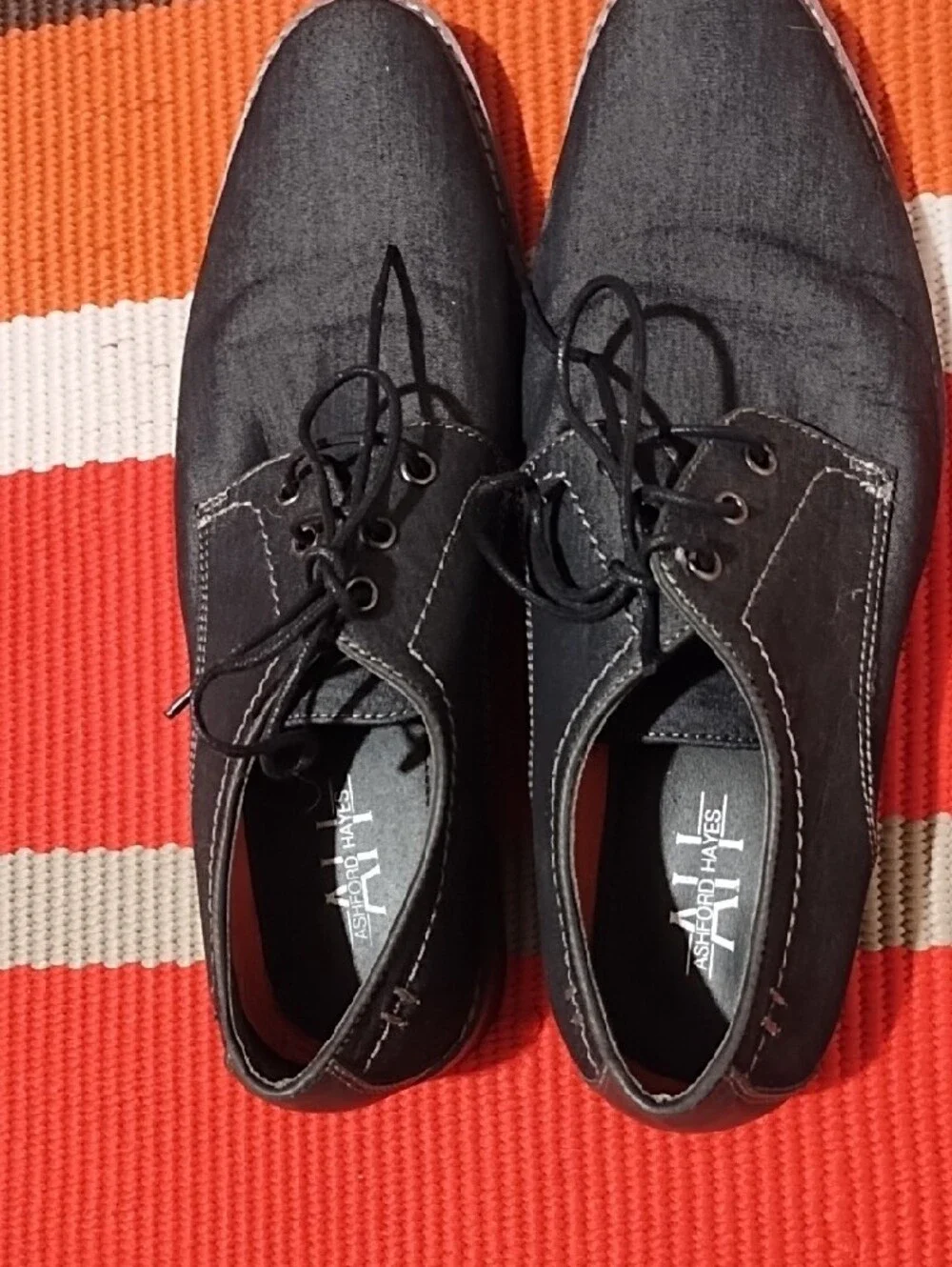 Men's Black Lace-Up Derby Shoes by Ashford Hayes Size 11M In VGC.